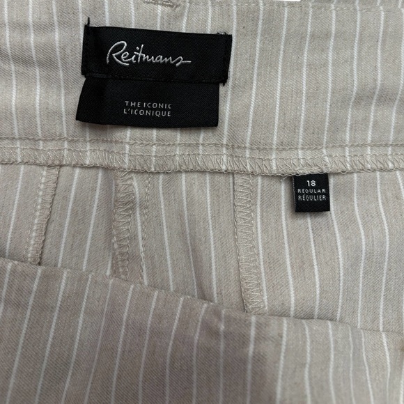 NWOT, Reitmans, The Iconic Beige & White Striped Capri Pants, 18 Regular - Picture 2 of 9